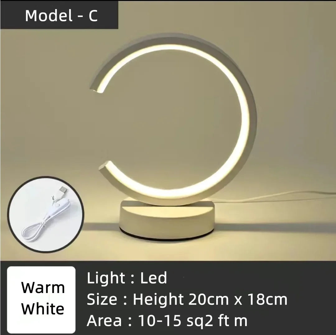 Lampe de chevet cercle blanche modèle C 