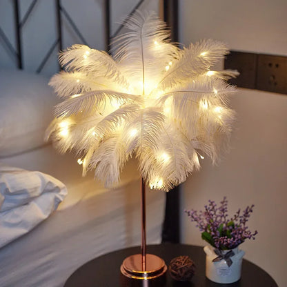 Lampe de chevet plume