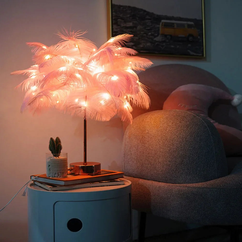 Lampe de chevet plume