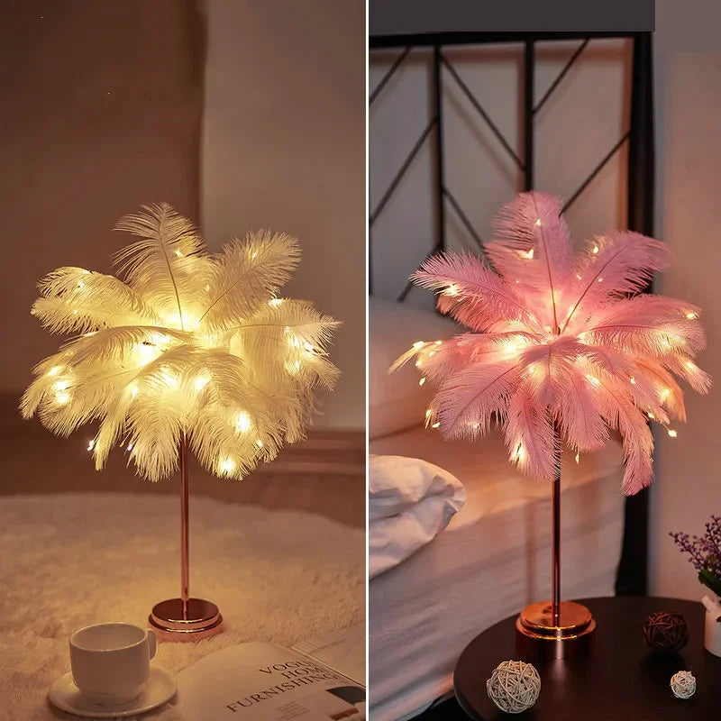 Lampe de chevet plume