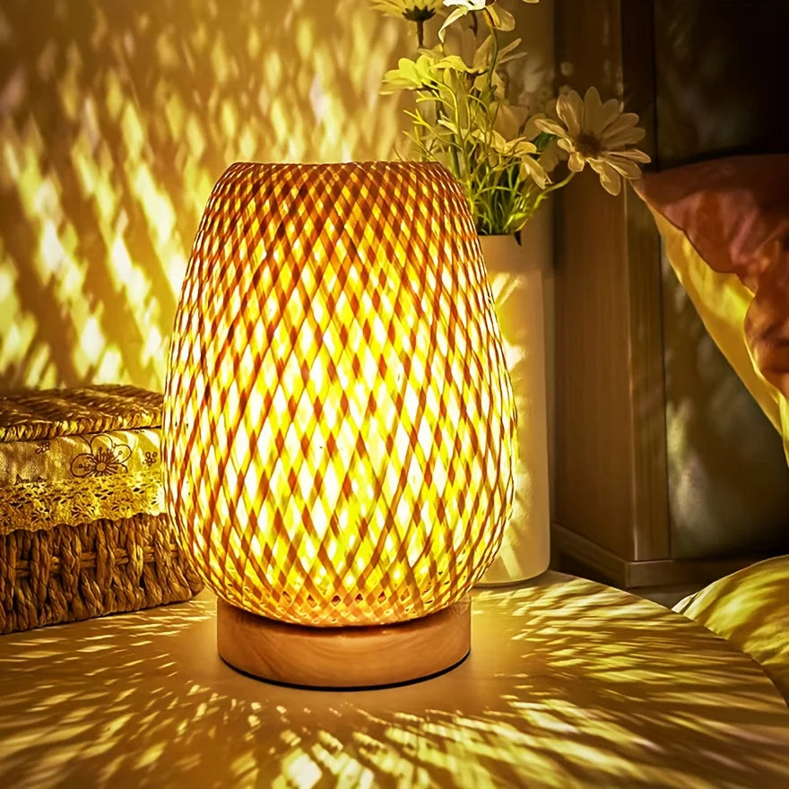 Lampe de chevet en rotin