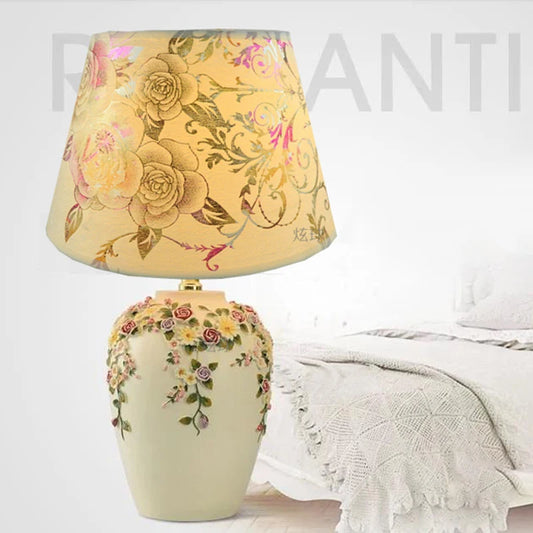 Abat jour lampe de chevet fleurie